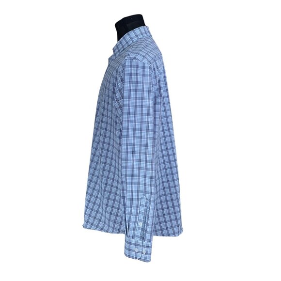 Haggar Men's Blue Plaid Classic Fit Long Sleeve Button Front Shirt 16 16.5 - Picture 4 of 8